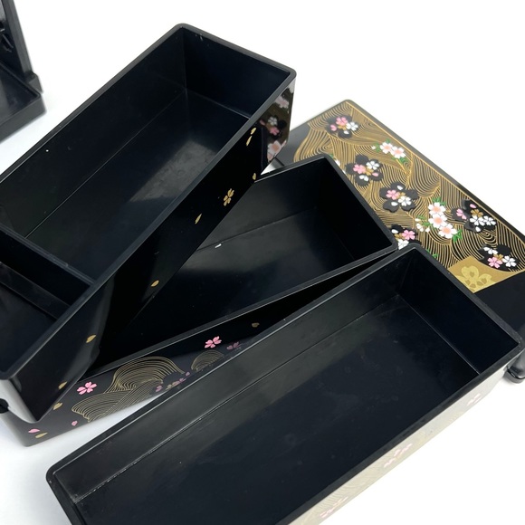 Lacquerware Japanese Bento Lunch Box 3 Layer Container Made In Japan - Picture 5 of 7